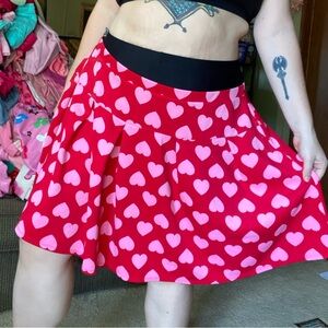 Hot topic red pink heart mini skirt